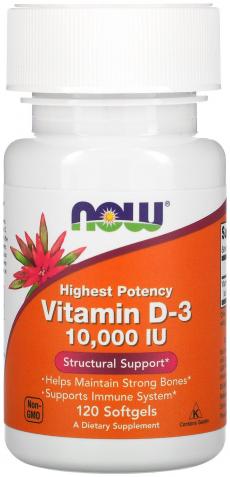NOW Vitamin D-3 10000, 120кап